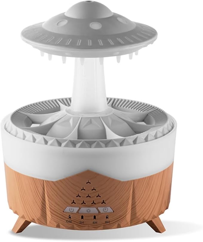 UFO Raindrop Cool Mist Air Humidifiers,350ML Essential Oil Diffusers with 7 Adjustable Colors Lights,Remote Control Timing,Quiet,Waterless Auto Off for Bedroom Home Office Yoga Spa,Relaxation Grain - RIZZ